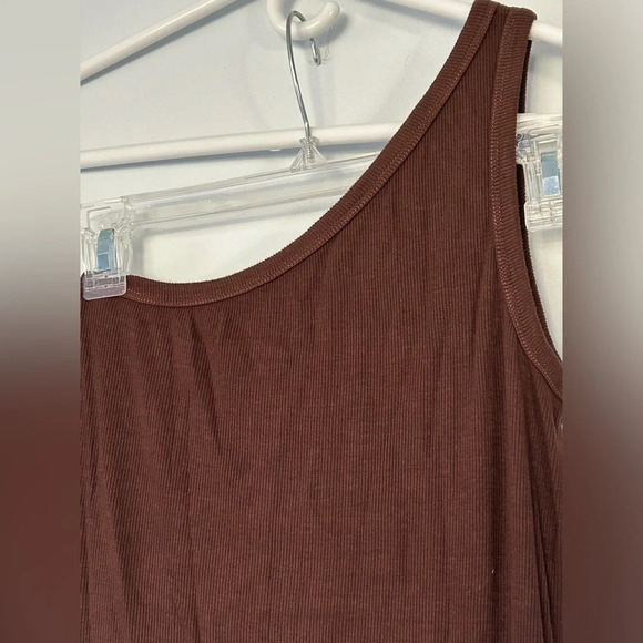 NWT articles of society one shoulder ribbed tank dress Small chocolate color - Picture 4 of 4